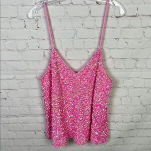 Southern Fried Chics Pink Sequin Cami Tank